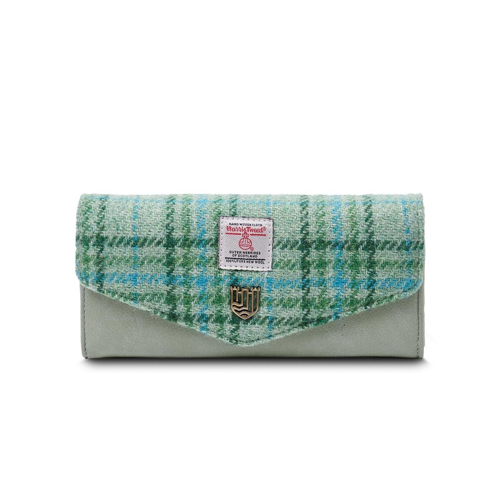 5355 Islander The Large Harristweed Clasp Purse, Mint Tartan, L:19cm